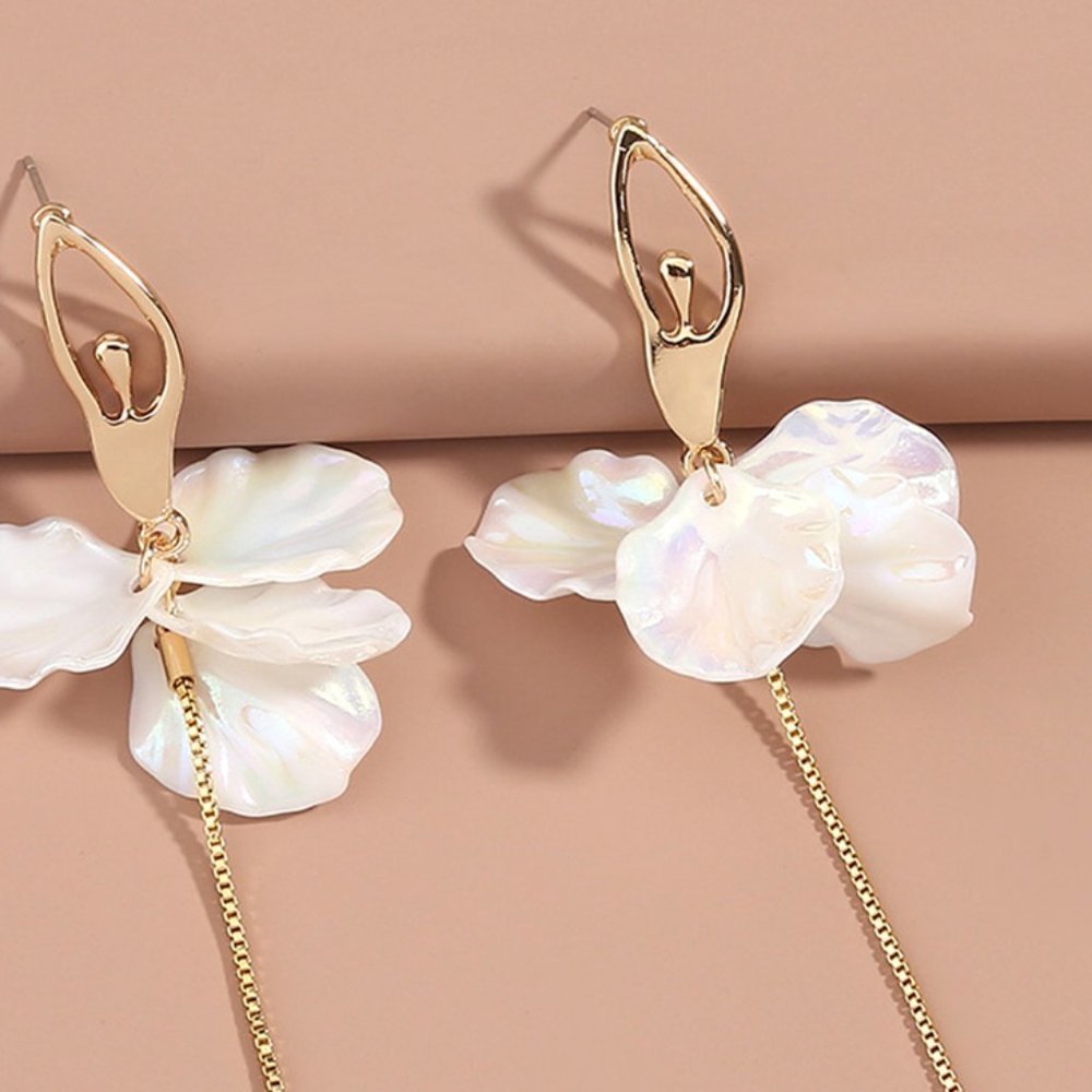 GOLD Pearl Drop Ballet Earrings Fashion Jewelry - Picture 5 of 5